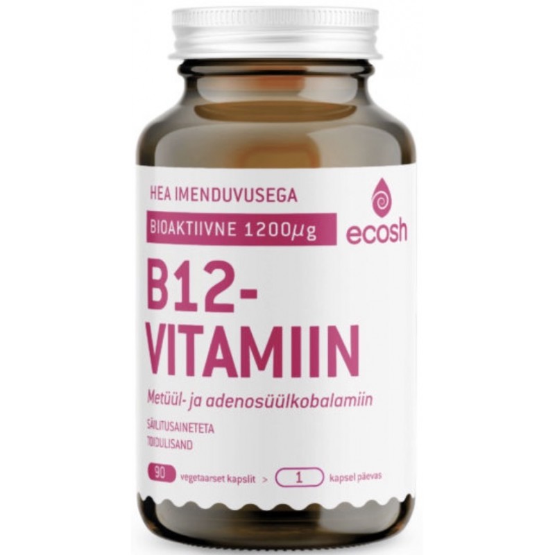 Ecosh Bioaktiivne B12 vitamiin 90 kapslit foto